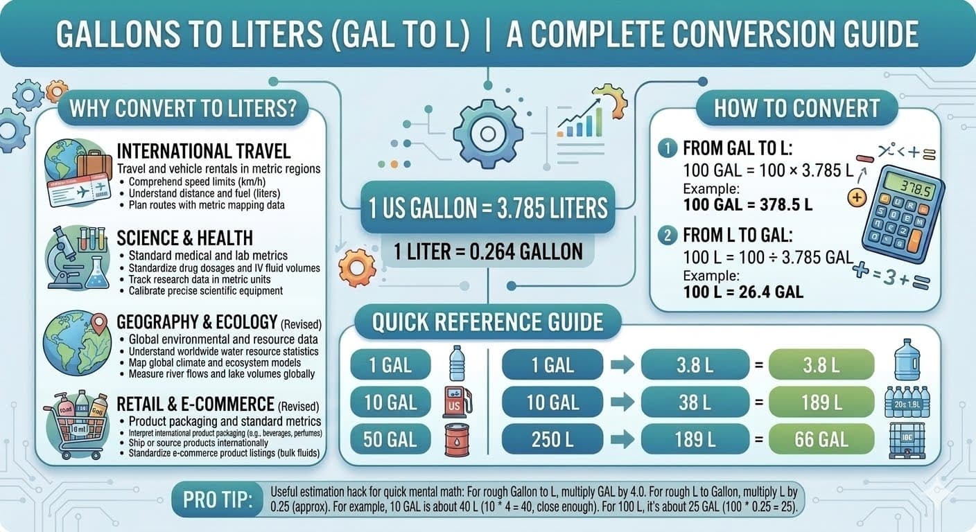 Gallons to Liters: Easy Conversion Formula & Examples – Complete Guide